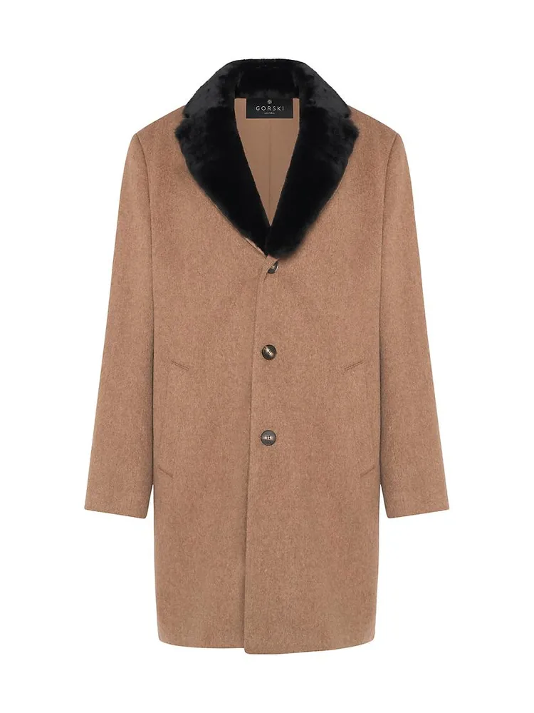 Wool Stroller Coat with Shearling Trim