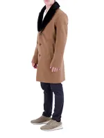 Wool Stroller Coat with Shearling Trim