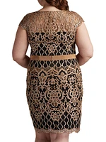 Plus Sequined Lace Cocktail Dress