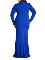 Plus Asymmetic Ruffle Crepe Gown