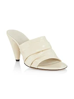 85MM Gathered Leather Cone-Heel Mules