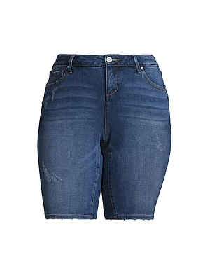 Denim Mid-Rise Bermuda Shorts