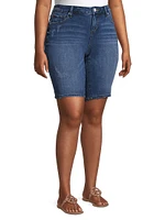 Denim Mid-Rise Bermuda Shorts