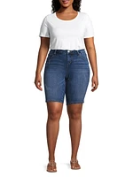 Denim Mid-Rise Bermuda Shorts