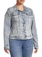 Acid-Wash Denim Trucker Jacket