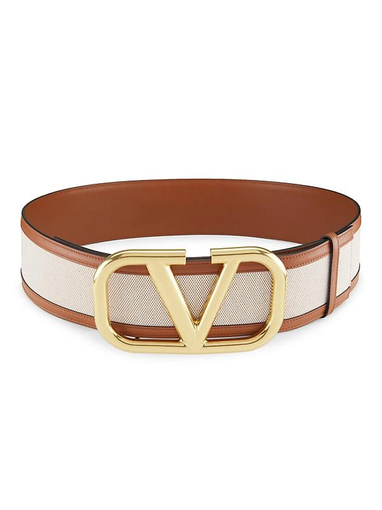 VLogo Canvas Leather Belt