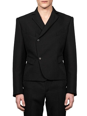 Wool Boxy Two-Button Blazer