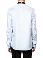 Pintriped Poplin Button-Front Shirt