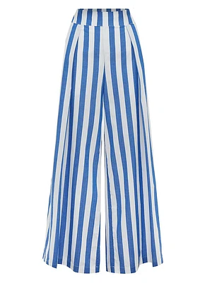 Darcy Striped Cotton Voile Palazzo Pants