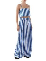 Darcy Striped Cotton Voile Palazzo Pants