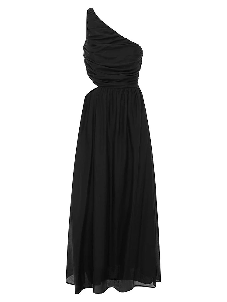 Iris Silk-Blend Ruched Maxi Dress