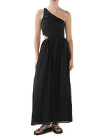 Iris Silk-Blend Ruched Maxi Dress