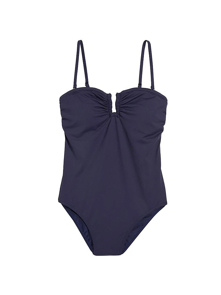 Ruched U-Hardware One-Piece Swimsuit