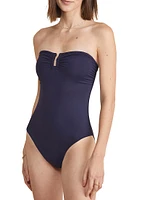 Ruched U-Hardware One-Piece Swimsuit