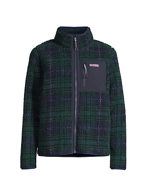 Plaid Sherpa Zip Jacket