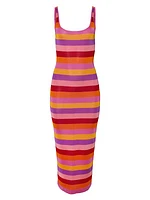 Stripe Scoopneck Midi-Dress