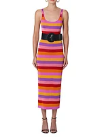 Stripe Scoopneck Midi-Dress