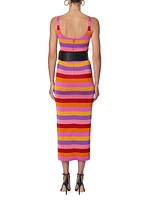 Stripe Scoopneck Midi-Dress