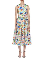 Floral Sleeveless A-Line Midi-Dress