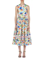 Floral Sleeveless A-Line Midi-Dress