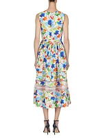 Floral Sleeveless A-Line Midi-Dress