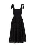 Cotton Bow-Strap Midi-Dress