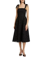 Cotton Bow-Strap Midi-Dress