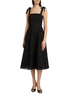 Cotton Bow-Strap Midi-Dress