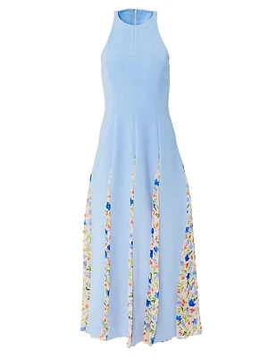 Floral Godet Sleeveless Midi-Dress