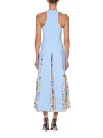 Floral Godet Sleeveless Midi-Dress