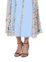 Floral Godet Sleeveless Midi-Dress