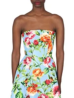 Floral Strapless A-Line Gown