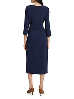 Twisted Crepe Midi-Dress