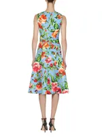 Floral Twisted Waist Fit-&-Flare Dress