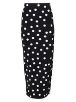 Polka Dot Pencil Midi-Skirt