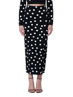 Polka Dot Pencil Midi-Skirt