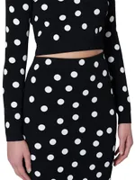 Polka Dot Pencil Midi-Skirt