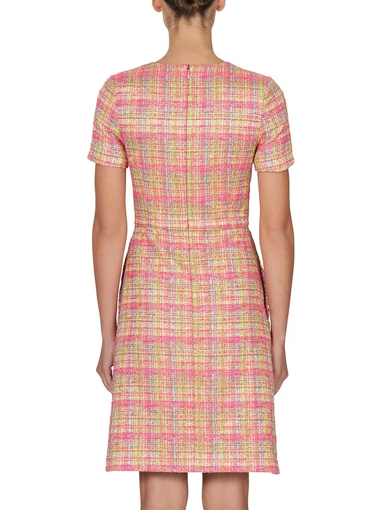 Embroidered Floral Tweed Sheath Dress