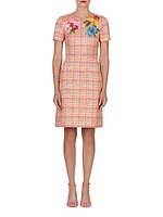 Embroidered Floral Tweed Sheath Dress