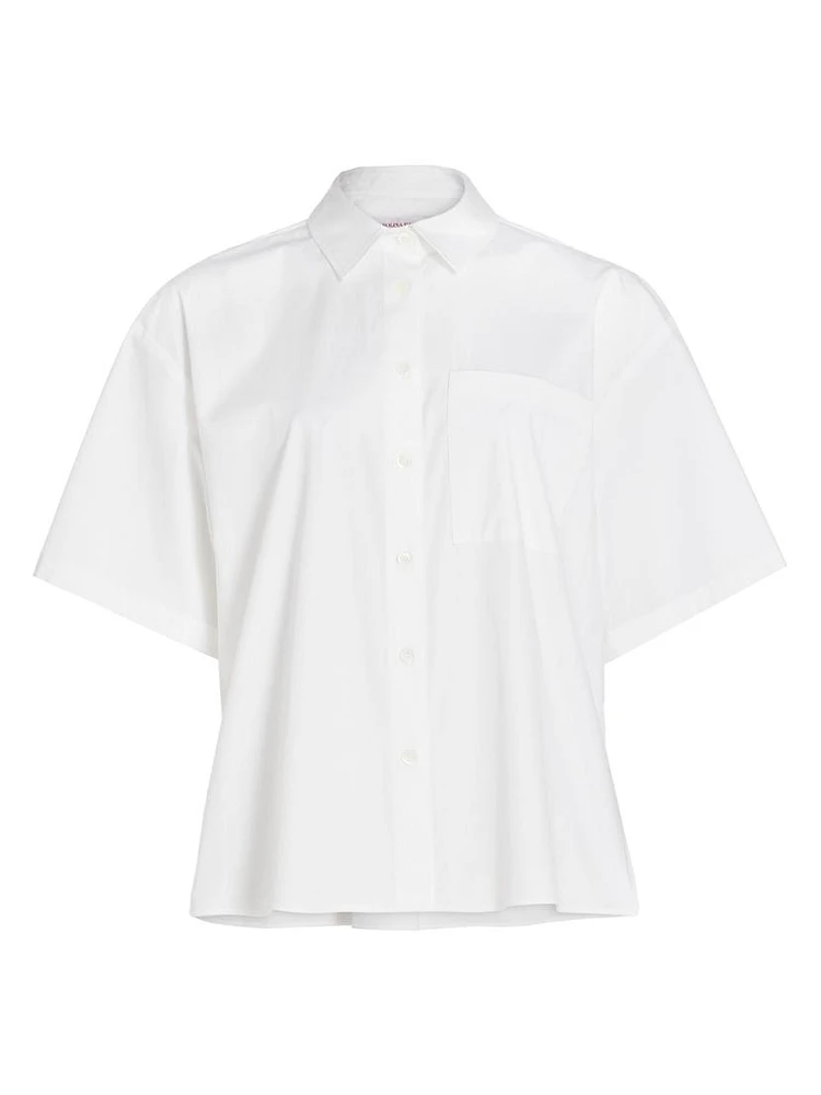 Boxy Cotton-Blend Pocket Shirt