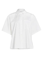 Boxy Cotton-Blend Pocket Shirt