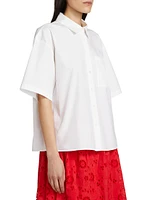 Boxy Cotton-Blend Pocket Shirt