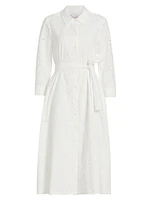 Eyelet Cotton Tie-Waist Shirtdress