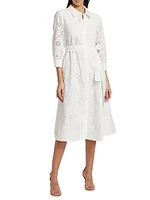 Eyelet Cotton Tie-Waist Shirtdress