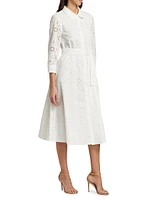 Eyelet Cotton Tie-Waist Shirtdress