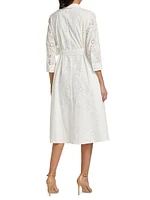 Eyelet Cotton Tie-Waist Shirtdress