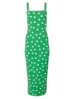 Polka Dot Knit Column Midi-Dress