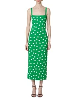 Polka Dot Knit Column Midi-Dress