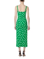 Polka Dot Knit Column Midi-Dress