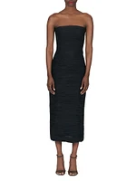 Gathered Strapless Midi-Dress